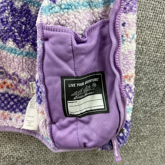 EDDIE BAUER Quest Fleece Plush Sherpa Hooded Jacket Girls Size XS (5/6) Multi‎ - Picture 7 of 14